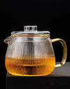 480/650ml Stripe Clear Glass Teapot With Tea Strainer Infuser Heat-resistant Kettle Kung Fu Flower Puer Oolong Pot Teaweare