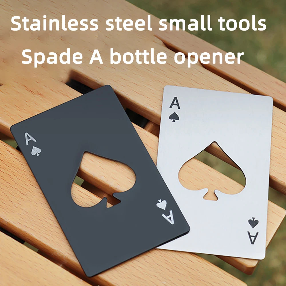 1PCS Beer Bottle Picker Opener Poker Creative Pocket Metal Multifunction Credit Card Bottle Opener Black Peach A Stainless Steel