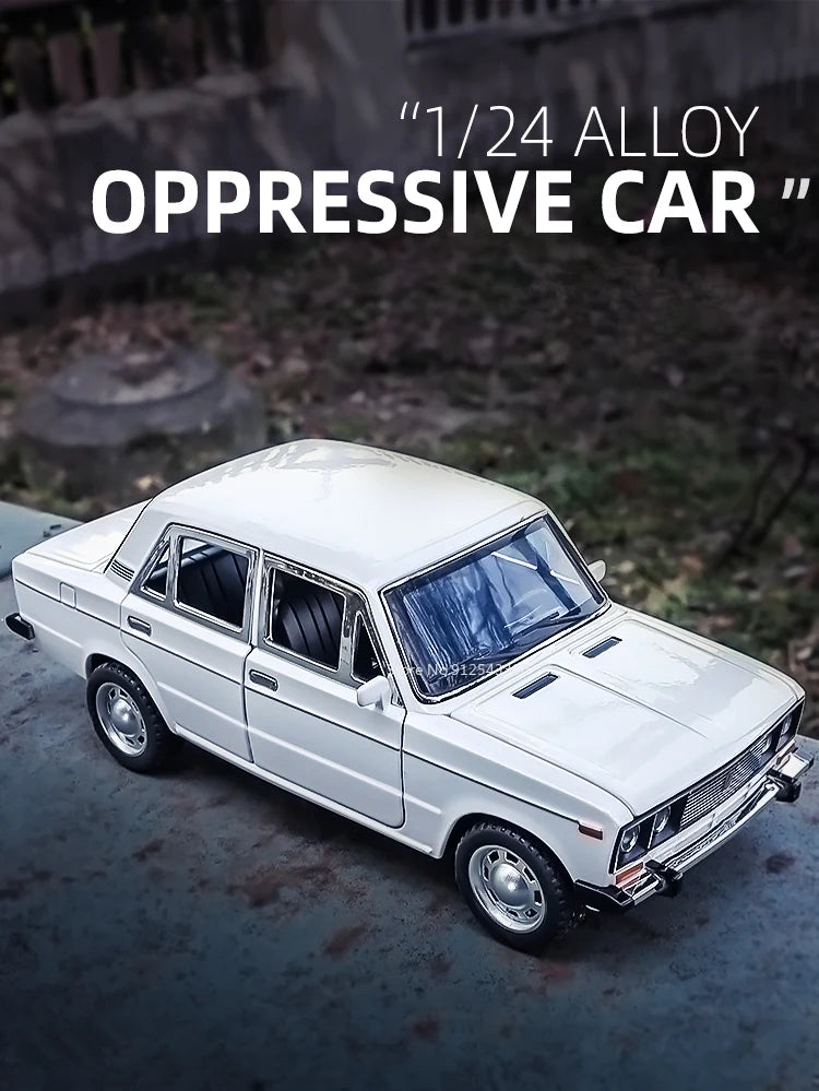 1/24 Scale LADA Toy Car Model Alloy Diecast 6 Doors Opened Pull Back Sound Light Scale Model Car Toys for Boys Collectible Gifts