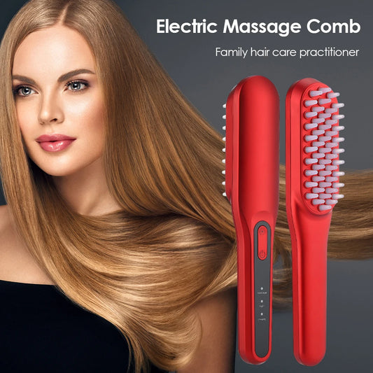 1Pcs Negative Ion Electric Massage Comb Head Massager Scalp Red Blue Light Hair Care Comb Helping to Improve Hair Problems