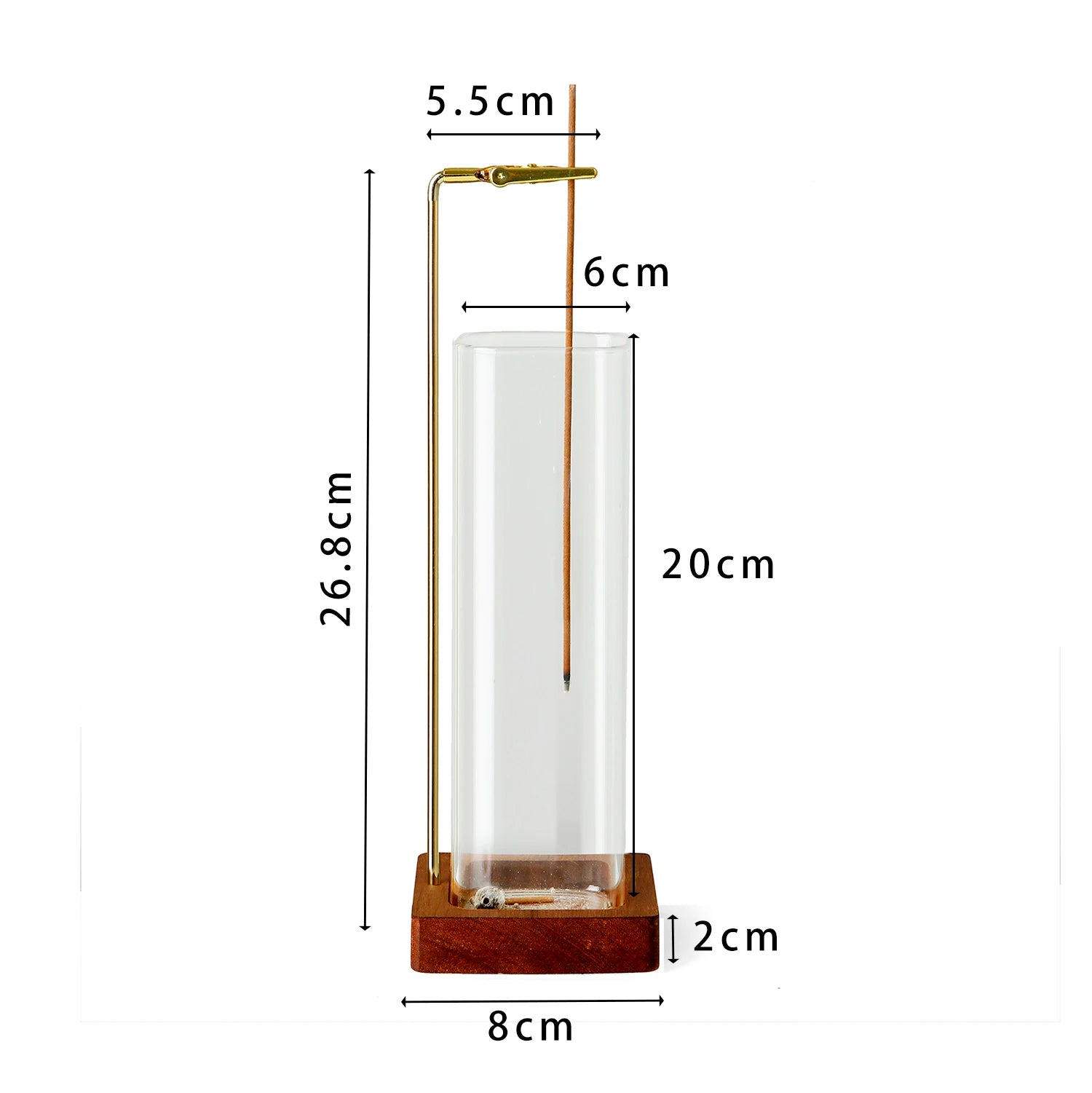 Wooden Incense Holder for Sticks with Glass Ash Catcher Anti-Ash Flying Incense Burner for Yoga Home Decor