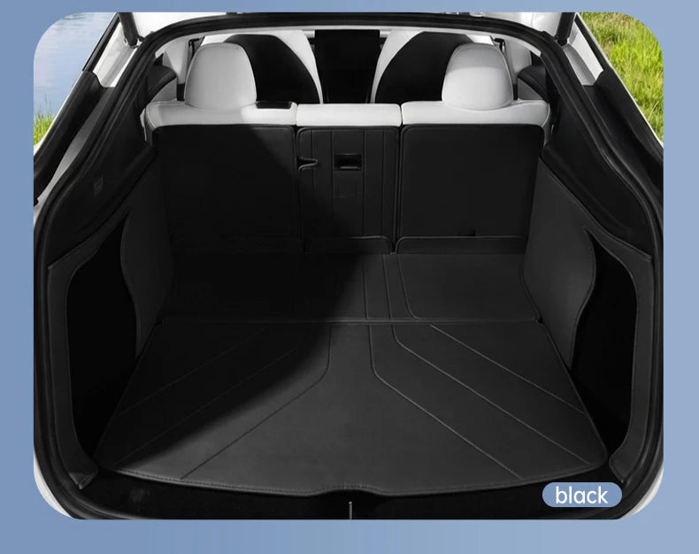Custom Nappa Leather Trunk Mat Set for Tesla Model Y Juniper 2025 2026 Full Coverage Cargo Liner 7 Piece