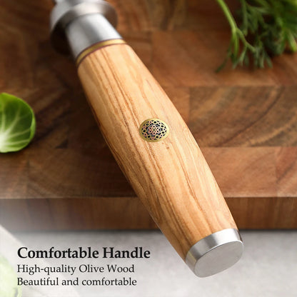 High Carbon Steel With Diamond Sharpeners Kitchen Knife Sharpening Rod Tool with Olive Wood Handle