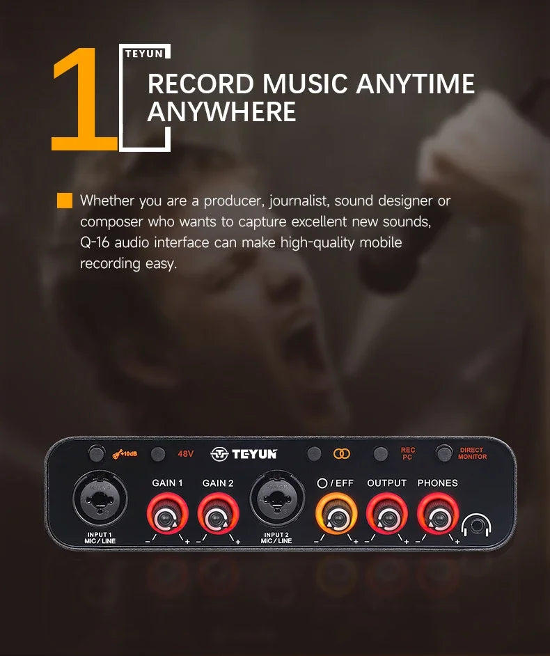 2 Channel USB Audio Interface Mixer For Guitar Recording And Studio Streaming