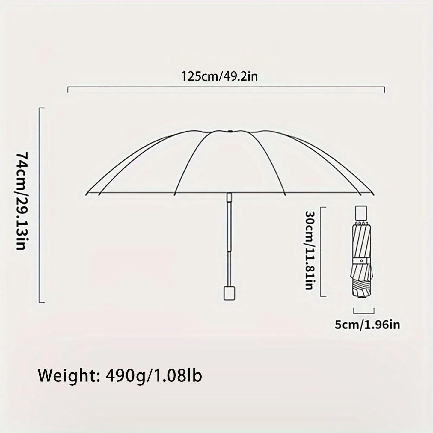 Large Reverse Folding Umbrella 125cm Diameter 12 Rib Wind Resistant Leather Cover Family Travel Umbrella