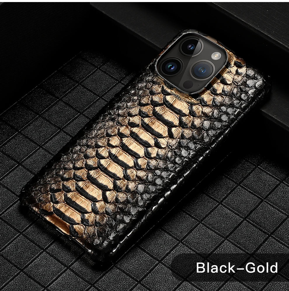 100% Genuine Python Leather Phone Cover Case For iPhone 16 15 14 Pro Max Plus 15Pro 14Pro 16Pro 16Plus Max Luxury