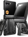 For Galaxy Z Flip 7 Case with Kickstand & 360° Rotatable Belt-Clip Built-in Privacy Screen Protector Hinge Protection Phone Case