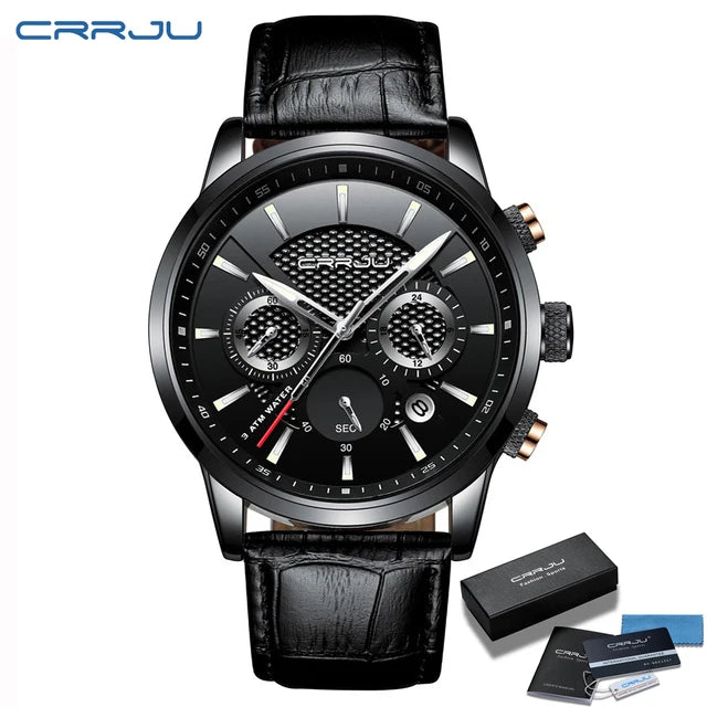 Man Watch Luxury Leather Wrist Watch Casual Chronograph Quartz Waterproof  Hot Sale Wristwatch