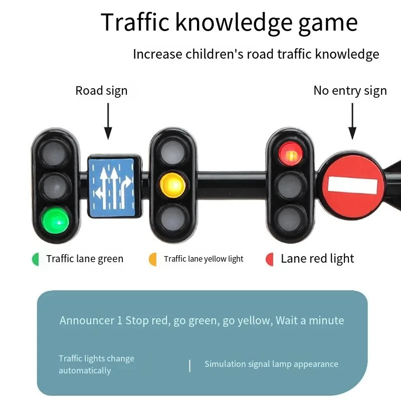Education Simulation Traffic Lights Toys s Signpost Gas Station Indicator Warning Car Model Pretend Play Toys