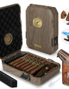 Travel Cigar Humidor with Cigar Lighter, Cedar Wood, V Cut Cutter, Portable Cigar Humidor with Humidifier & Hygrometer