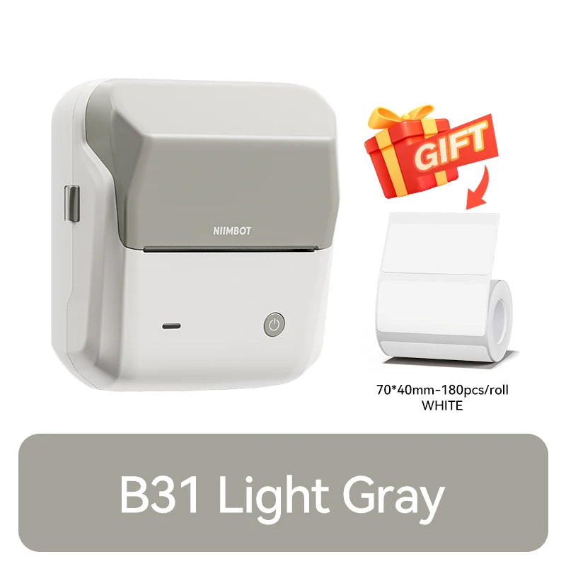 B31 Thermal Label Printer, Bluetooth Wireless Barcode Sticker Maker 20–77mm, Portable Inkless Label Printer for Business