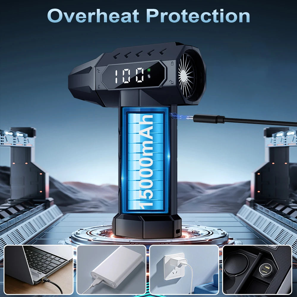 1,200,000 RPM Turbo Jet Fan, 340W Cordless Vacuum Cleaner, 760g Air Pressure, High-Speed Brushless Motor Driven, LED Lighting
