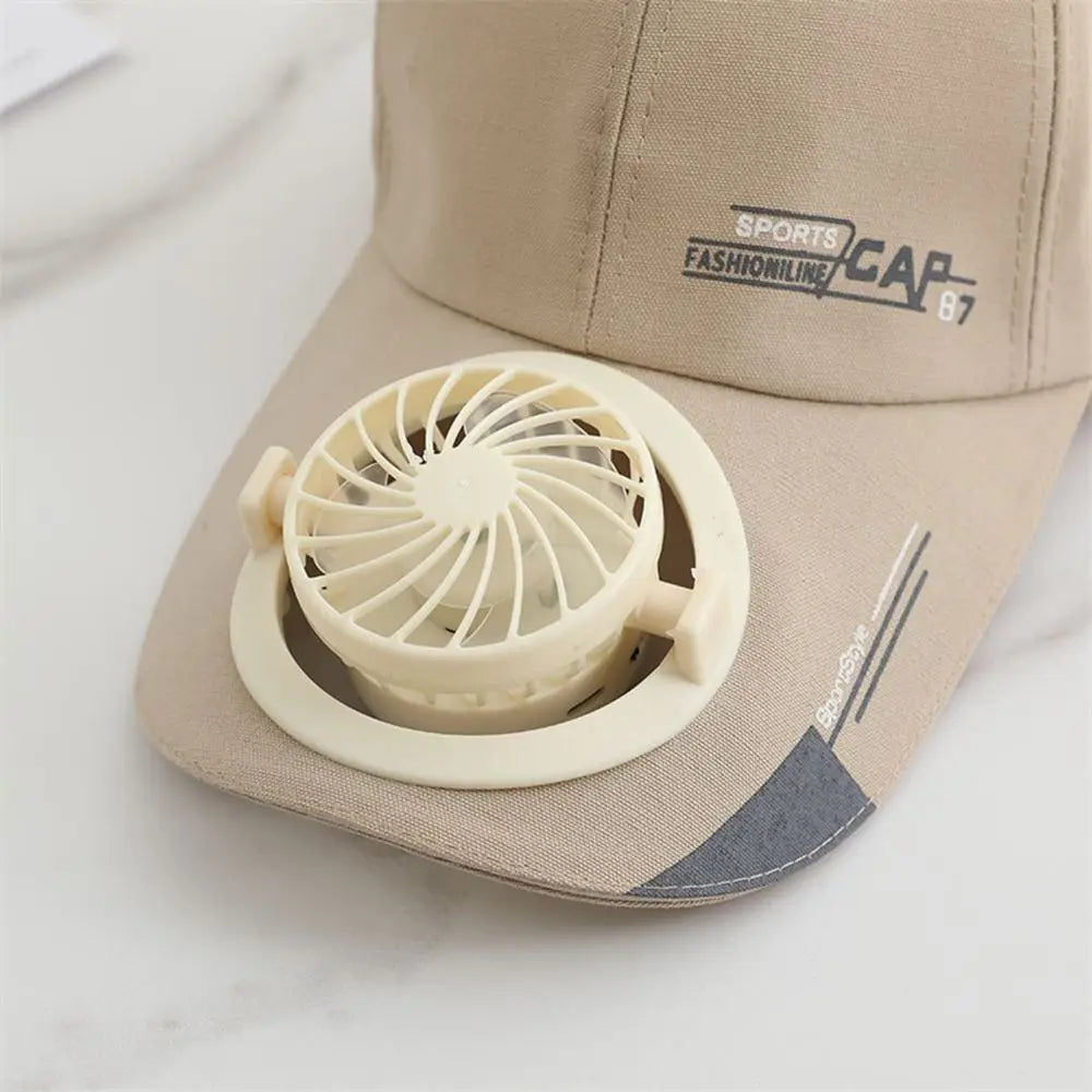 Solar Fan Baseball Cap With Rechargeable Battery