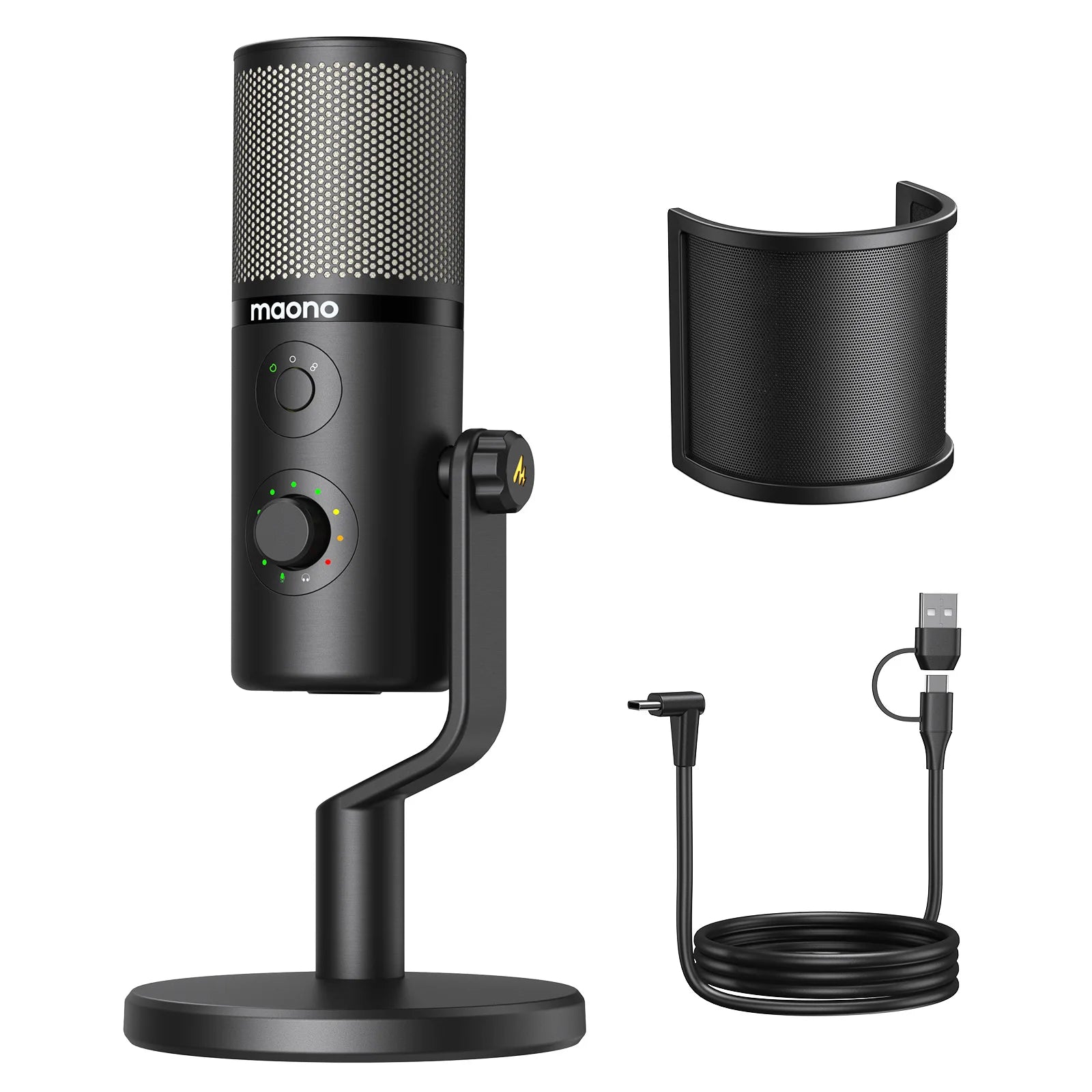 DM50 USB Microphone for Gaming Streaming Podcast Professional Studio Recording Condenser Mic with 3 PolarPatterns Software