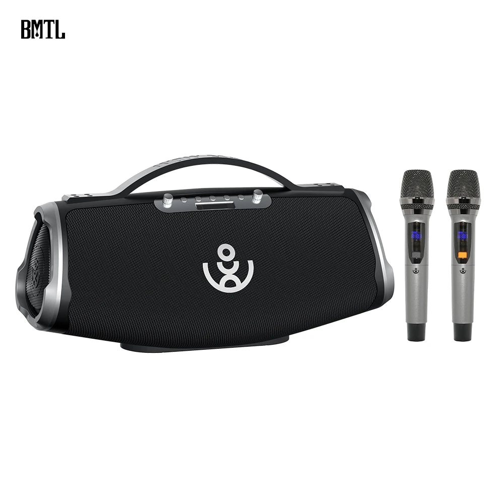 BMTL WOW MAX 300W Powerful Portable Speaker with 2 Wireless Microphones 3-way PA System Support Power Bank AUX/USB/TF/OTG