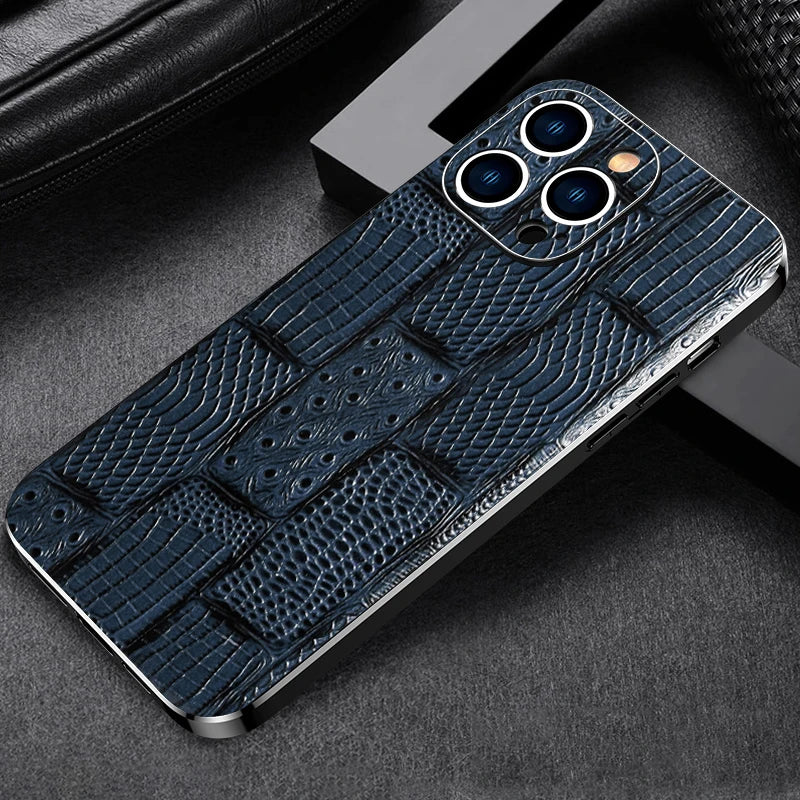 Genuine Leather Phone Case for iPhone 16 15 Pro Max 14promax Luxury Soft Edges Shockproof Camera Protection Cover