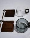 300ml Heat-resistant Stripe American Latte Glass Coffee Mug With Wooden Tray Spoon Milk Tea Cup Fresh Ground Coffee Cup