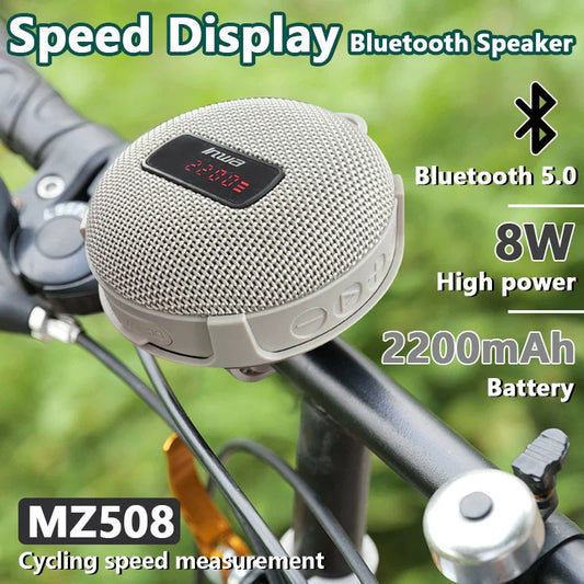 Bicycle Speed Display Speaker PLUS Portable Waterproof Long Battery Life 8W Mini Cycling Wireless Bluetooth Speaker