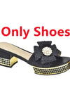 Nigerian Italian Shoes and Bags Set Decorated with Rhinestone Luxury Shoe and Bag Set for Party in Women