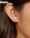 2ct D VVS1 Moissanite Faceted Stud Earrings For Women 925 Sterling Silver Classical Round 6.5MM Round