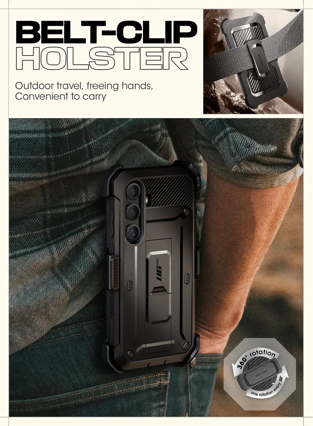 For Samsung Galaxy S25 Case UB Pro Heavy Duty Rugged Phone Case with 2 Front Frame Built-in Screen Protector & Kickstand