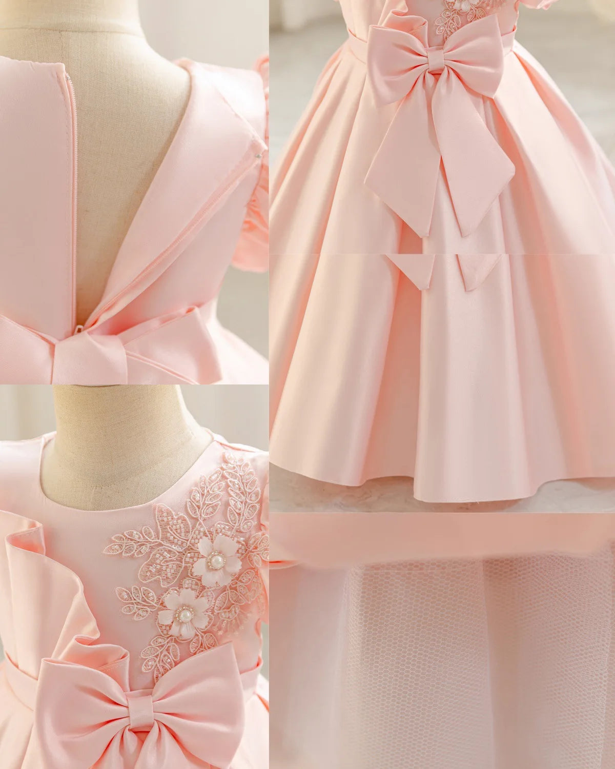 Baby Princess Party Dress with Bow and Bubble Sleeves