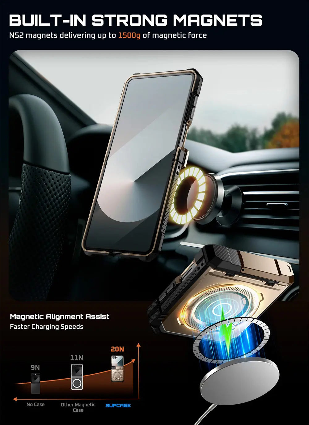 For Samsung Galaxy Z Flip 7 Case UB Grip Military-Grade Rugged Back Phone Case with Stand & Front Screen Protector