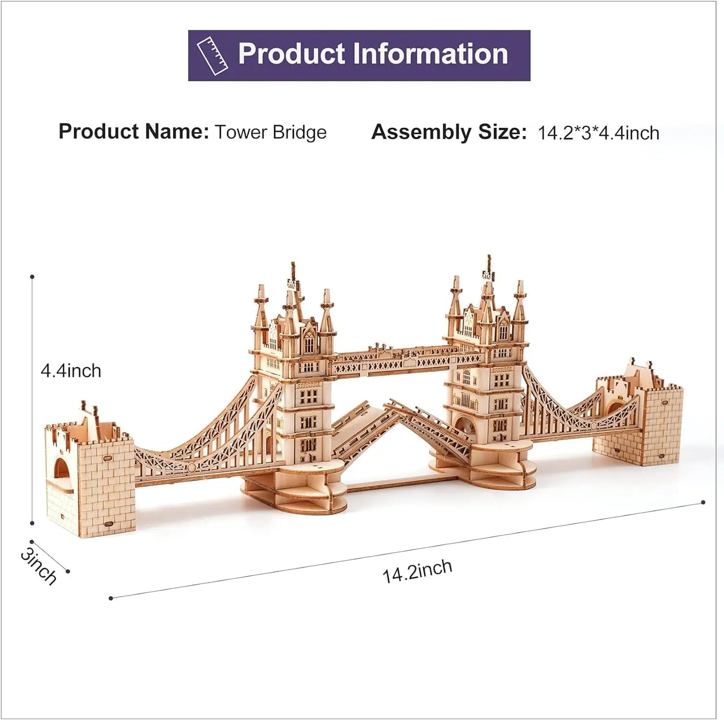 3D Wooden Puzzle Game Big Ben,Tower Bridge for Children Adult Gift DIY With Light