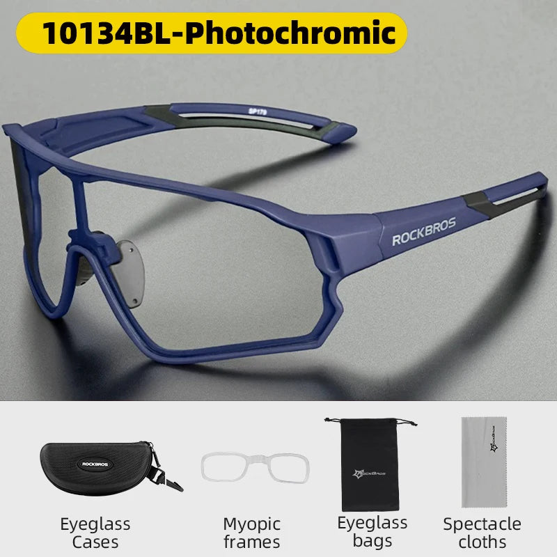 Photochromic Bicycle Glasses UV400 Goggle Large Frame Men Women Sports Bike Eyewear Sungless Adjustable Cycling Glasses