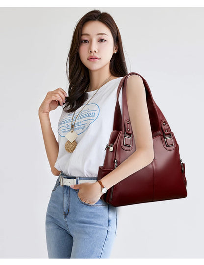 Soft Leather Handbags Vintage Shoulder Tote Bag Luxury Designer Ladies Large Capacity Purse Bags