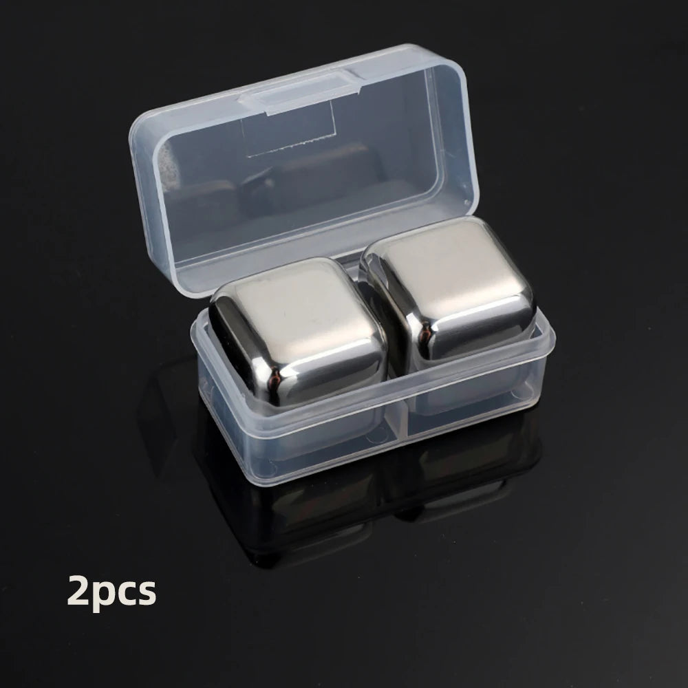 1/2/4/6 Pc Stainless Steel Ice Cube Set Reusable Chilling Stones for Whiskey Wine Wine Cooling Cube Chilling Rock Party Bar Tool