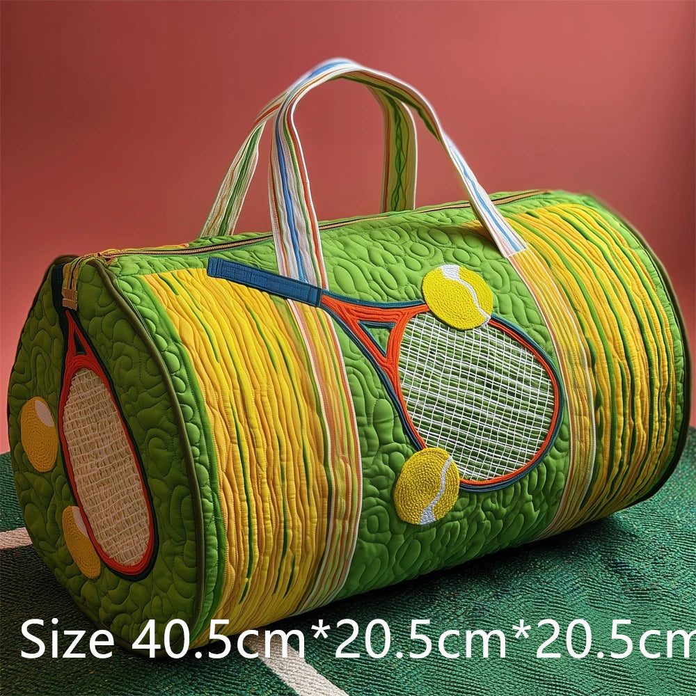 Tennis Racket 3D Printed Quilted Duffel Bag Large Capacity Sports Travel Gym Bag Fashion Weekender Overnight Bag for Men Women
