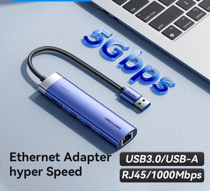 USB Ethernet Adapter 1000Mbps USB3.0 HUB RJ45 Lan for Macbook Windows Laptop PC Xiaomi Mi TV Box USB-C HUB Network Card