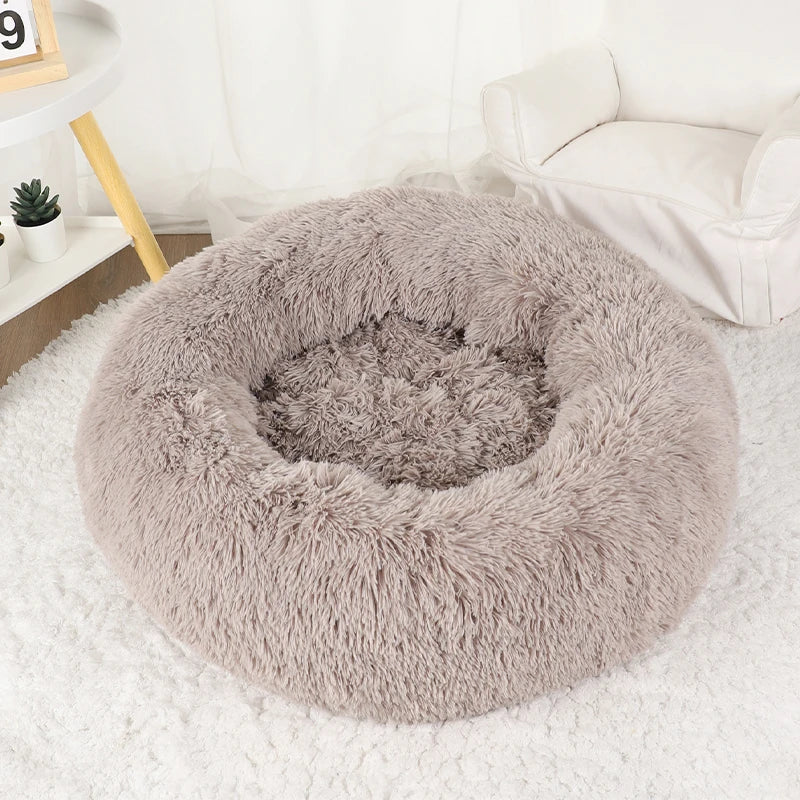 Plush Donut Dog Bed Washable Pet Cushion