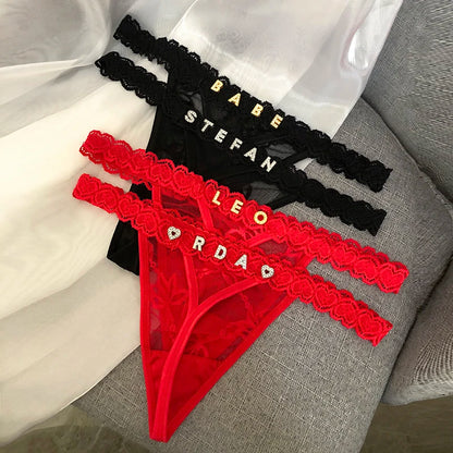 Custom Thong Name Crystal Letter Women Underwear Customized personalised G-String Panties tanga