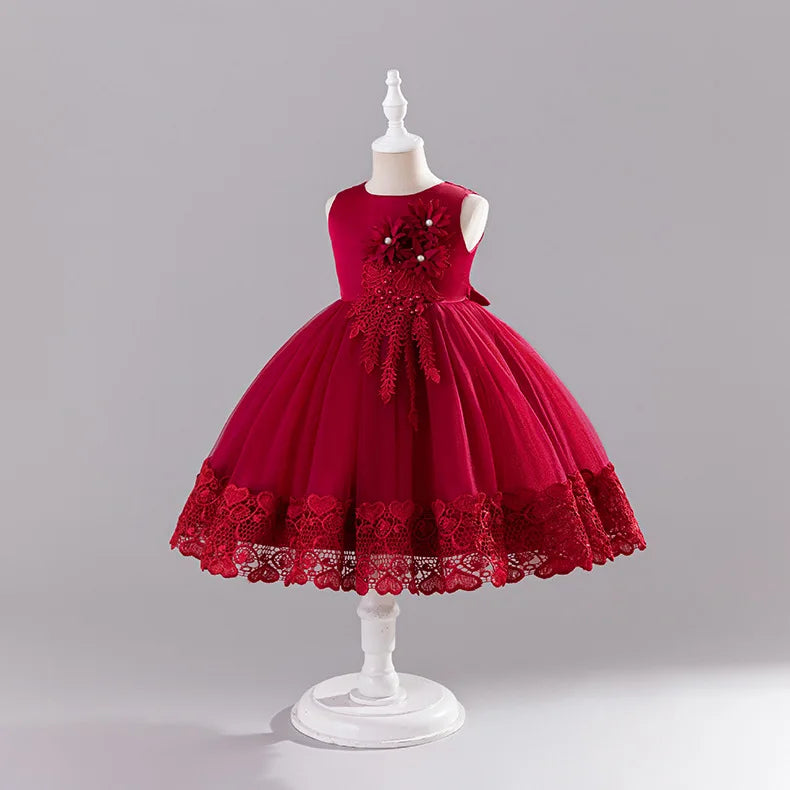 Girls Princess Ball Gown Fluffy Tulle Party Dress for Flower Girl/Birthday/Pageant  Sleeveless for Wedding Dress