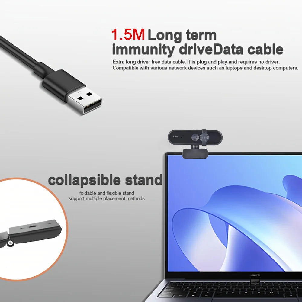 1080P HD Webcam Camera Streaming Rotatable Web Cam for Pc USB Cam for Meetings Streaming Online Classes Universal Tripod Mount