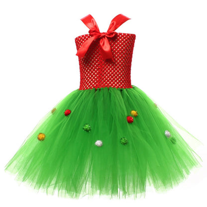 Sparkly Christmas Elf Tutu Dress for Girls Santa Claus Costumes for Kids Birthday Halloween Outfit Children Xmas Holiday Clothes