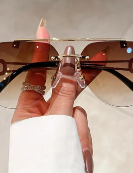 Rimless Sunglasses Women Luxury Fashion Glasses Vintage Shades