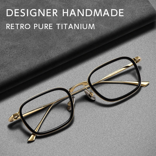 SANGCOO Fashion Square Luxury Acetate Pure Titanium Eyewear ReadingBusiness Retro Optical Prescription Eyeglasses Frame Men19052