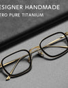 Fashion Square Luxury Acetate Pure Titanium Eyewear Reading Business Retro Optical Prescription Eyeglasses Frame Men