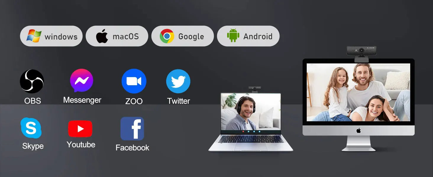 4K Webcam for PC UHD Autofocus Streaming Web Cam with Mics Plug and Play USB Computer Video Camera for Online Teaching/Meeting