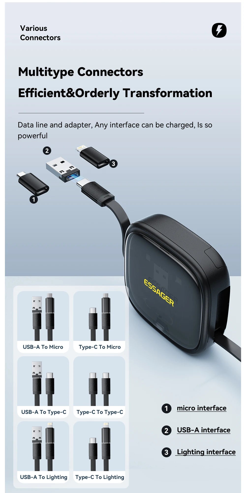 PD 60W Multifunctional USB Type-C Cable Set with Storage Box