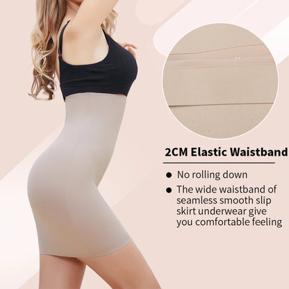 Above Knee Anti-Cling Underskirt Half Slips for Dress Shapewear Body Shaper Seamless Smooth Tummy Control Underwear Short Skirt