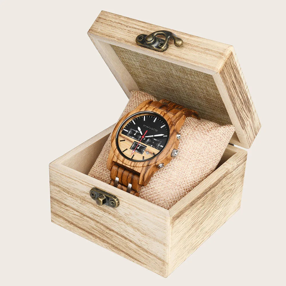 Wood Watch Zebra Multifunctional Luminous Lettering Custom