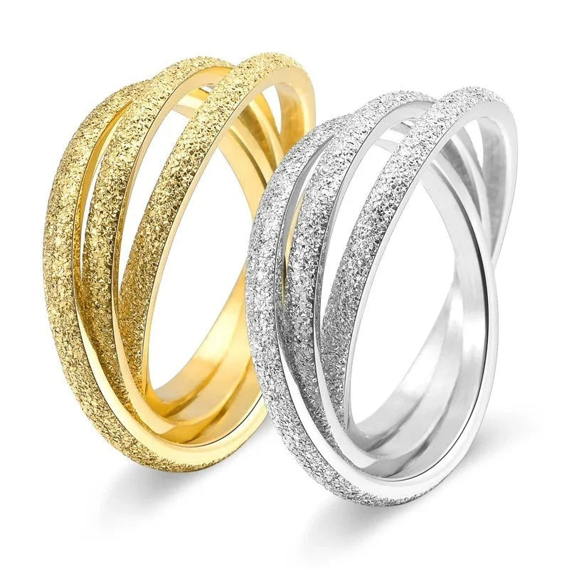 Triple Interlocked Rolling Titanium Stainless Steel Rings