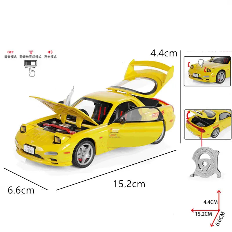 1 28 Scale Mazda RX7 FD Diecast Pull Back Model Car with Sound and Light