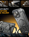 For iPhone 16 Pro Case with Camera Control Capture Button UB Grip Heavy Duty Rugged Magnetic Phone Case with Stand