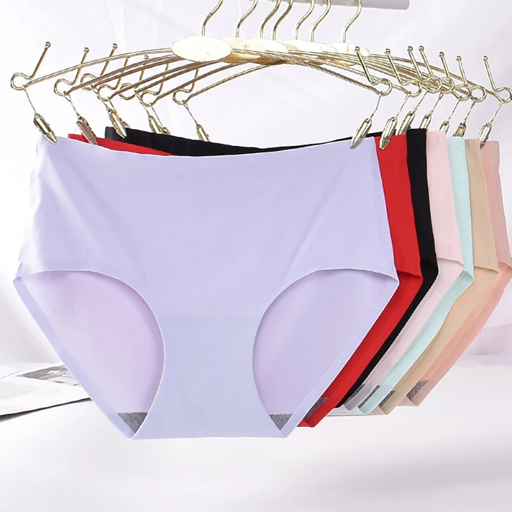 10Pcs/Set Comfort Women's Underwear Seamless Stain Silk Lingerie Panties for Woman S-4XL Plus Size Underpants Briefs