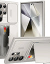 for Samsung Galaxy S24 S23 Ultra Case Bulit-in Screen Protector & Slide Camera Cover Phone Case with Kickstand Belt-Clip